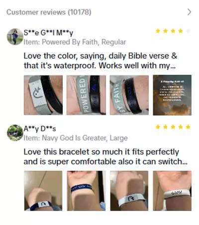 TikTok customer reviews of Daily Bible Verse Bracelet