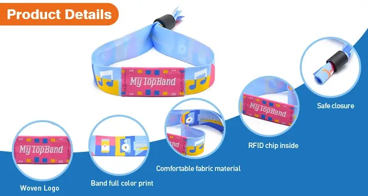 Customized RFID Cloth Wristbands Festival RFID X-Wristband