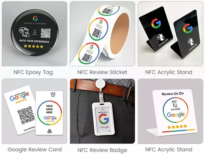 More NFC Google Review Tags & Stand Holders at Mytopband.com