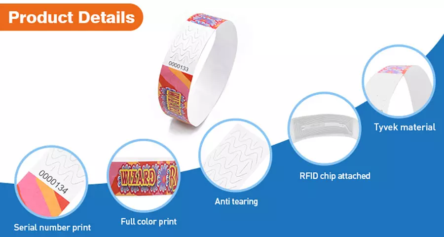 Printable Tyvek RFID Paper Wristband Party Event Wristbands Supplier