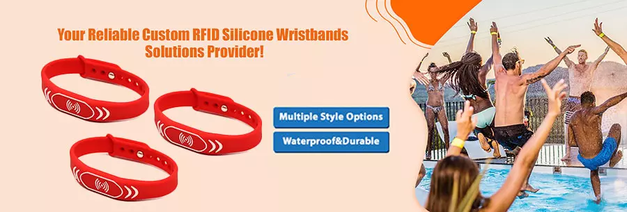 Custom Waterproof 13.56 MHz RFID Bracelet MIFARE Ultralight AES Silicone Wristbands