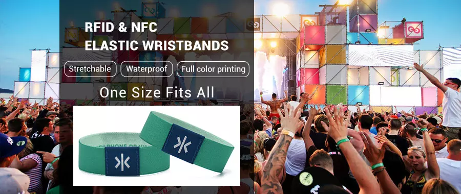 Customized Elastic Woven RFID Wristband Tag with Logo Printing