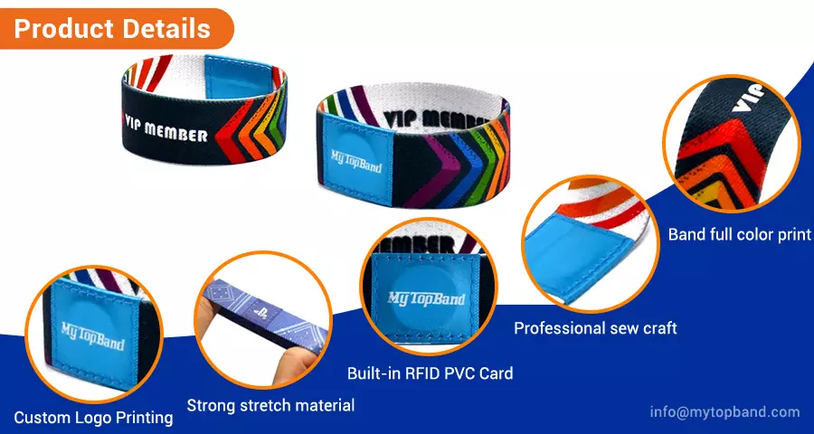 Details of Elastic Woven RFID Wristband 13.56 MHz Chip Bracelets