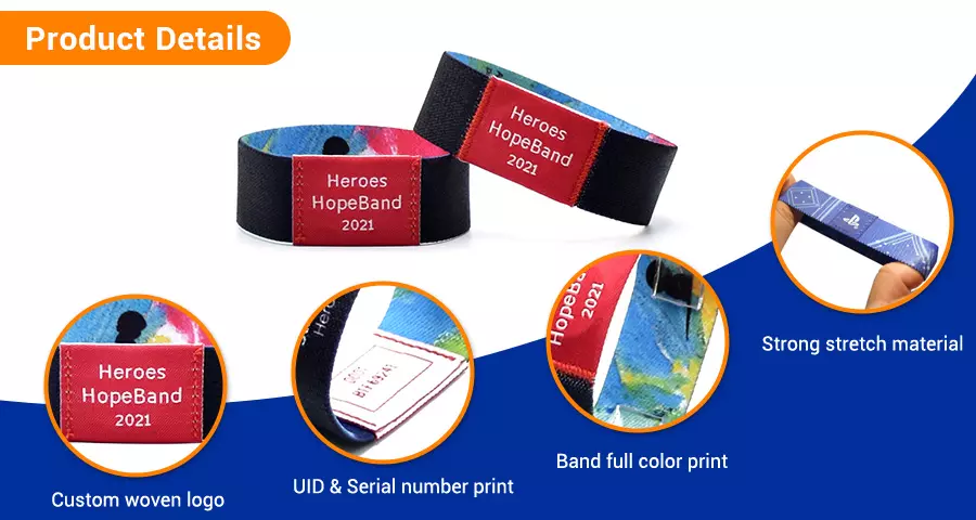 Details of VIP Member Elastic Stretch Woven RFID Enabled Wristband