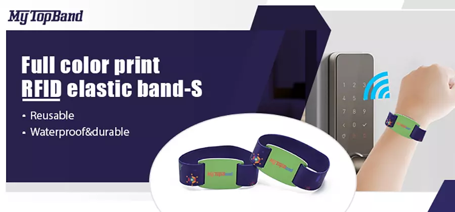 Full Color Logo Print Elastic Stretch RFID NFC Wristbands Wholesale