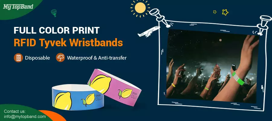 Tear-proof Tyvek RFID Wristbands with RFID NFC Chips