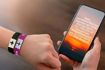 Tap NFC bracelet, daily Bible verse or horoscope.